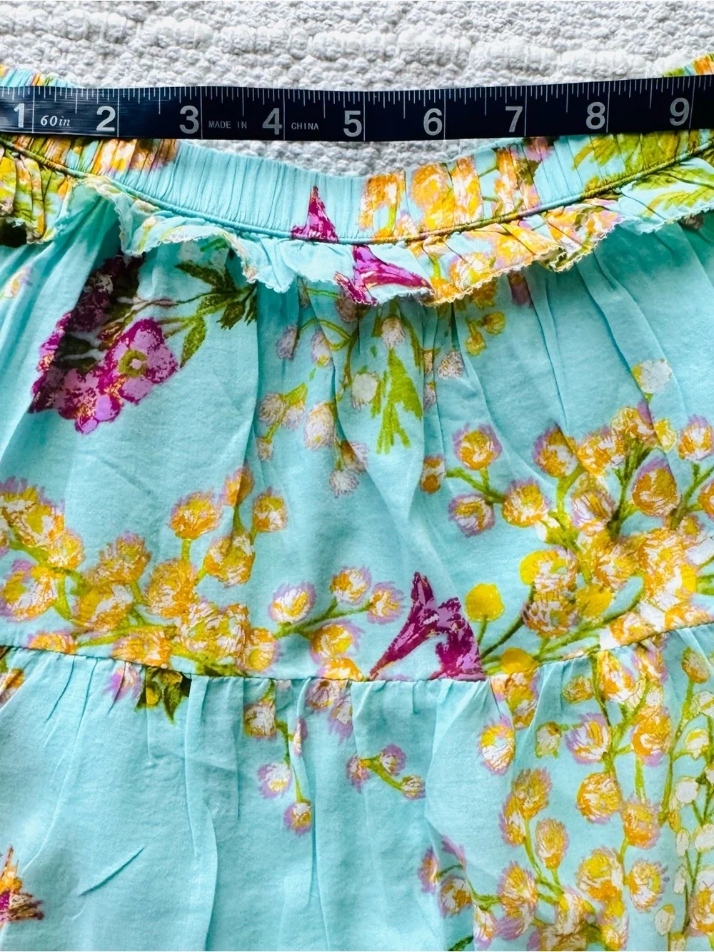 Vineyard Vines Aqua Floral Ruffled Tiered Mini Skirt Girl’s Size 7-8
